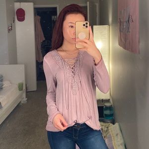 LILAC TIE NECK SHIRT